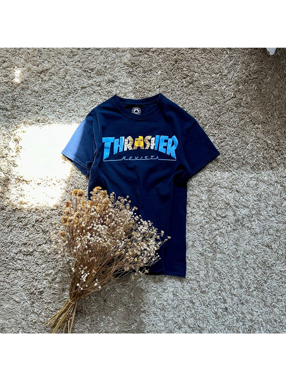 Thrasher Navy Short Sleeve Tee Big Logo Women’s Size S